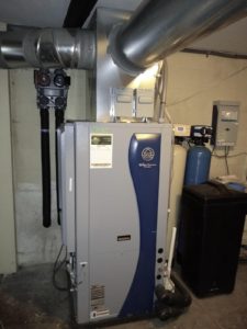 heat pump system in basement
